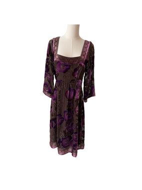 Vintage Nougat London Velvet Burnout Floral Dress Size 2 Boho